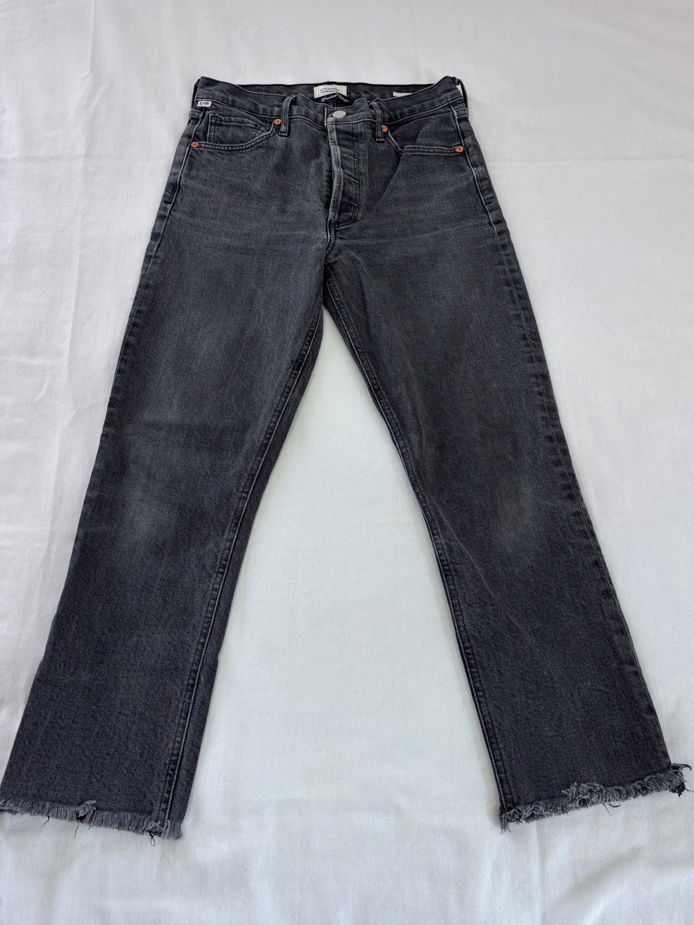 Citizens of Humanity Charlotte Jeans Washed Black Cropped Raw Hem Women’s 26